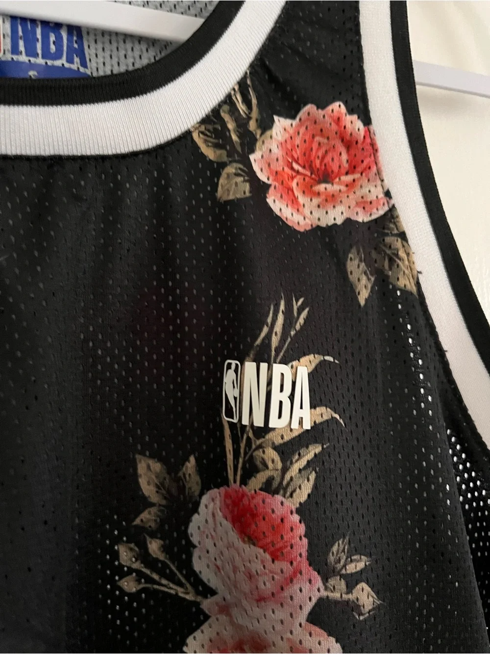 NBA Black Floral Basketball Jersey with Red Flowers